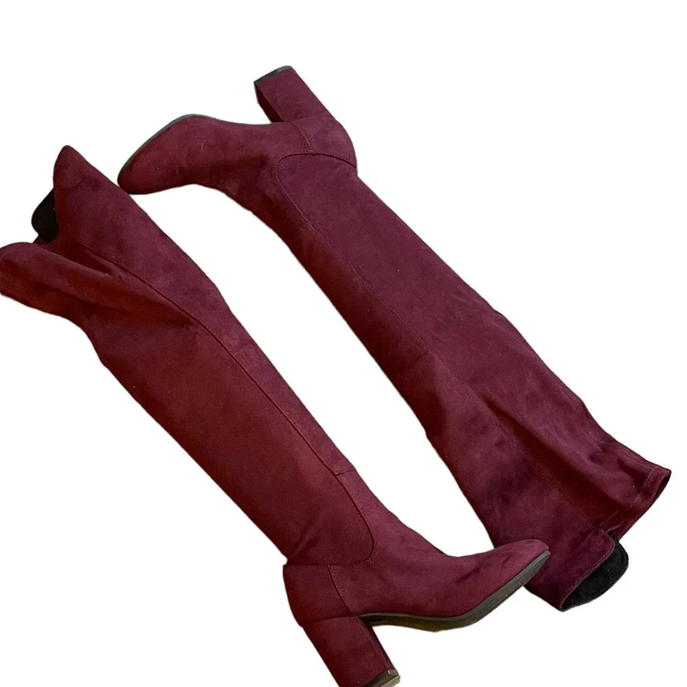 New Treasure & Bond Microfiber Over the Knee Boots Burgundy Women’s Size 5.5M